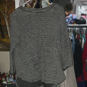 H&M Black and Cream Striped Knit Top